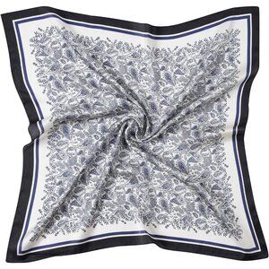 Women Navy Paisley Headscarf Satin Bandana Pattern Polyester Breathable Scarves